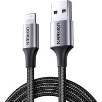 Ugreen US199 60156 USB Type-A - Lightning (1 м, черный/серый)