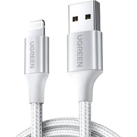 Ugreen US199 60161 USB Type-A - Lightning (1 м, белый/серебристый)