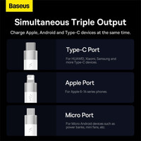 Baseus One-For-Three Fast Charging Data Cable 3.5A USB Type-A - USB Type-C/microUSB/Lightning (0.5 м, белый) Image #6