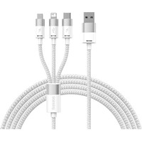 Baseus One-For-Three Fast Charging Data Cable 3.5A USB Type-A - USB Type-C/microUSB/Lightning (0.5 м, белый) Image #1