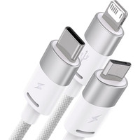 Baseus One-For-Three Fast Charging Data Cable 3.5A USB Type-A - USB Type-C/microUSB/Lightning (0.5 м, белый) Image #2